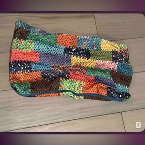 Hand crafted Colorful Patchwork Knit pillow case 19x12in